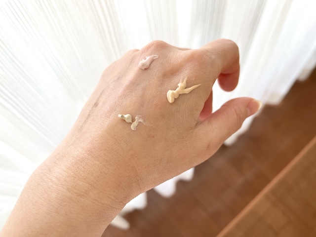 ETVOS 下地 ミネラルインナートリートメント 色比較